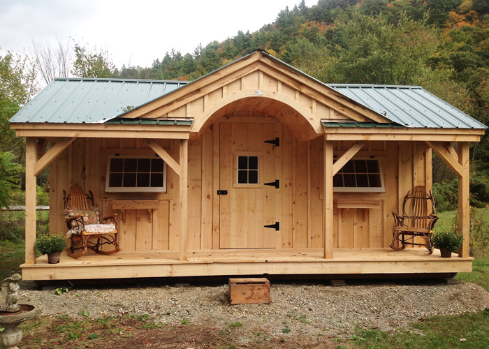 12x20 Gibraltar - The spacious porch on this tiny house is great for 