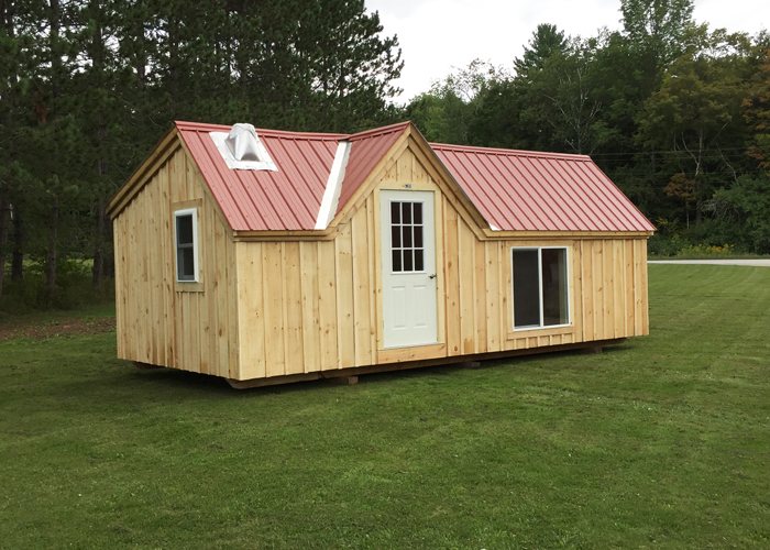 12×24 Xylia – Shown with woodstove flashing and autmun red roof